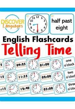 Preview of English ESL Flashcards - Telling the Time - Digital & Analog Clocks