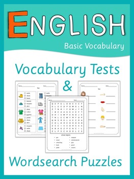 Preview of ESL Vocabulary tests and word search puzzles   Basic Vocabulary