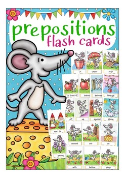 Preview of English / ESL flash cards - prepositions - lovely grammar pictures