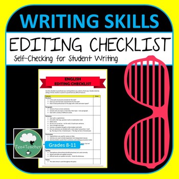 Preview of ENGLISH EDITING CHECKLIST Student Writing Self-Check