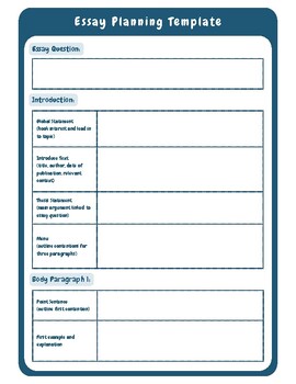 Preview of English Essay Writing Plan Template Worksheet