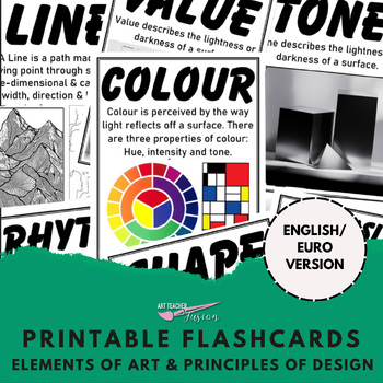 Preview of English/Euro Version of Elements of Art & Principles of Design Printable Cards