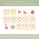 English/French Autumn Animals Memory Game | Les Animaux | 