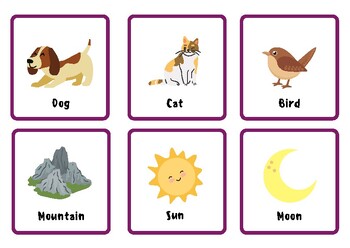 Preview of English-French Flashcards: Animals/Nature & Verbs/Actions