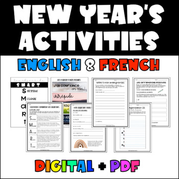 Preview of English & French New Year Activities Bundle | 2024 Resolutions & Goal Setting