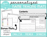 English, French & Spanish Kindergarten Name Tracing Mats