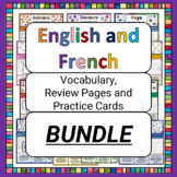 English/French Vocabulary, Review, and Practice Cards BUNDLE