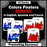 English, French and Spanish Colors Posters BUNDLE, Color W