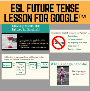 Preview of English Future Tense ESL/SPED Google™ Notes/Questions 