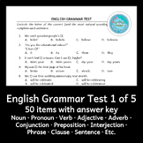 English Grammar Assessment Test 1 of 5