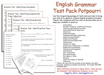 Preview of English Grammar Potpourri Test Pack