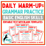 English Grammar Warm Ups - Bell Ringers - ELL ESL - EDITAB