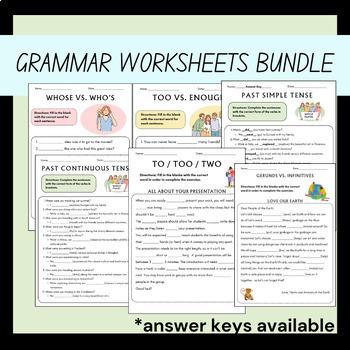 Preview of Language Arts Grammar Worksheets Bundle for 5th Grade