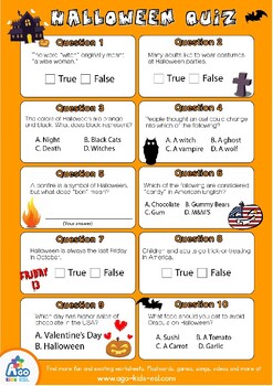 English Halloween Quiz Worksheet for ESL Classes by othmone chihab