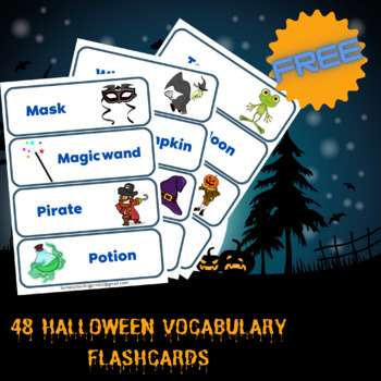 Preview of English Halloween vocabulary Flashcards Labels (Free)