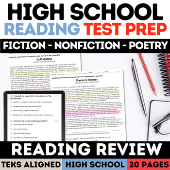 Preview of High School Reading Comprehension Passages & Question STAAR Test Prep English I
