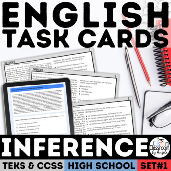 Preview of Inferences High School Task Cards Exit Tickets Short Stories Inferencing