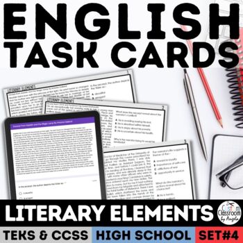 Preview of Literary Elements Worksheets & Task Cards High School STAAR Test Prep