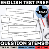 English I & II STAAR Stem Questions Reading Editable