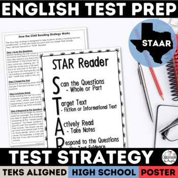 Preview of English I & II STAAR Reading Test Strategy Poster | FREE