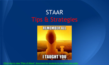 Preview of English I STAAR Test Taking Tips & Strategies Presentation
