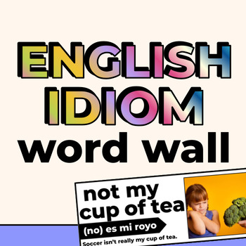 Preview of English Idioms Word Wall for ELL, ELD, SEI, and Dual-Language classes