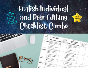 Preview of English Individual and Peer Editing Checklist Combo