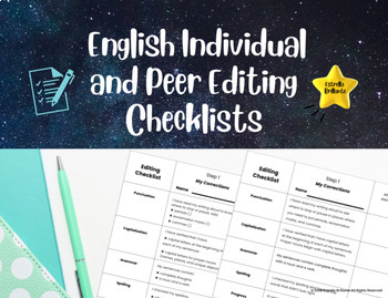 Preview of English Individual and Peer Editing Checklists