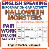 English Information Gap Activity - Halloween Monsters