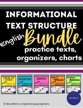 Preview of English Informational Text Structure Bundle - Passages, Organizers, Signal words