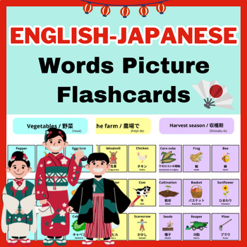 Preview of English-Japanese Flash Cards Vocabulary, Words Picture Flashcards