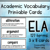 English Language Arts Academic Vocabulary Cards - 127 ELA Terms!