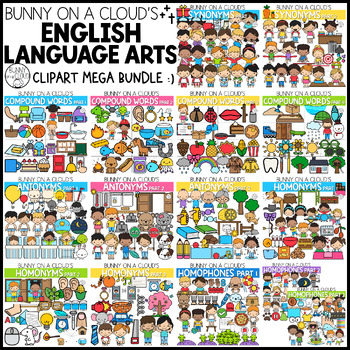 Preview of English Language Arts Clipart Mega Bundle by Bunny On A Cloud