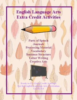 Preview of English Language Arts Extra Credit Activities and Worksheets