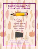 English Language Arts Extra Credit Activities and Worksheets