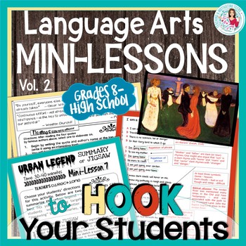 Preview of English Language Arts Hooks and Mini Lessons