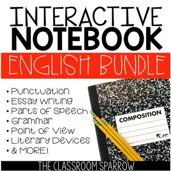 ELA Interactive Notebook Activities BUNDLE (essay, grammar, punctuation, etc.)