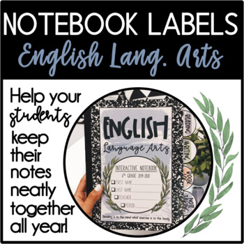 Preview of English Language Arts Notebook Labels