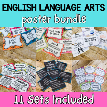 Preview of English Language Arts Poster Bundle- Middle School Classroom Decor