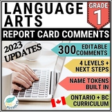 Grade 1 Ontario Language Report Card Comments EDITABLE UPD