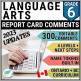 Grade 6 Ontario Language Report Card Comments EDITABLE UPD