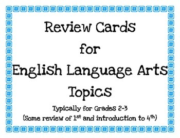 Preview of English Language Arts Review Cards