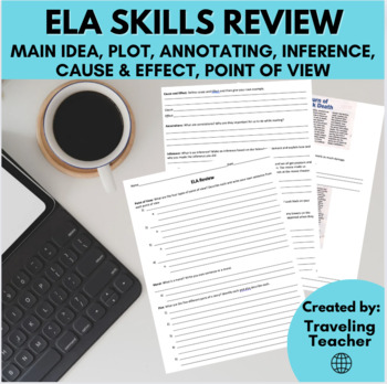 Preview of English Language Arts Review: ELA Skills, Reading Skills, Printable Worksheets