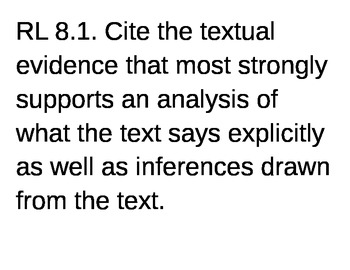 Preview of English Language Arts Standards Reading Literature Grade 8 Print and Post