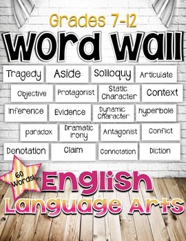 Preview of Free English Language Arts Word Wall for Grades 7-12