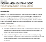 English Language Arts and Reading Vocabulary, Examples, & 