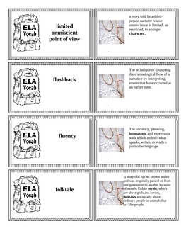 Preview of English Language Arts/S.C. ELA 6-8 Tier 3 Vocabulary Flashcards