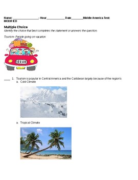 Preview of English Language Learner: Geography Central America Quiz