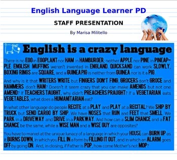 Preview of English Language Learner Staff PD Presentation {editable}