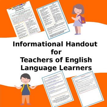 Preview of English Language Learners - What Teachers Need to Know - Tips for Teachers